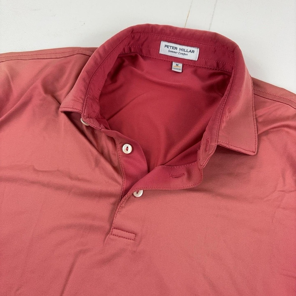 Peter Millar Summer Comfort Polo Shirt Mens M Red Stretch Golf Short Sleeve